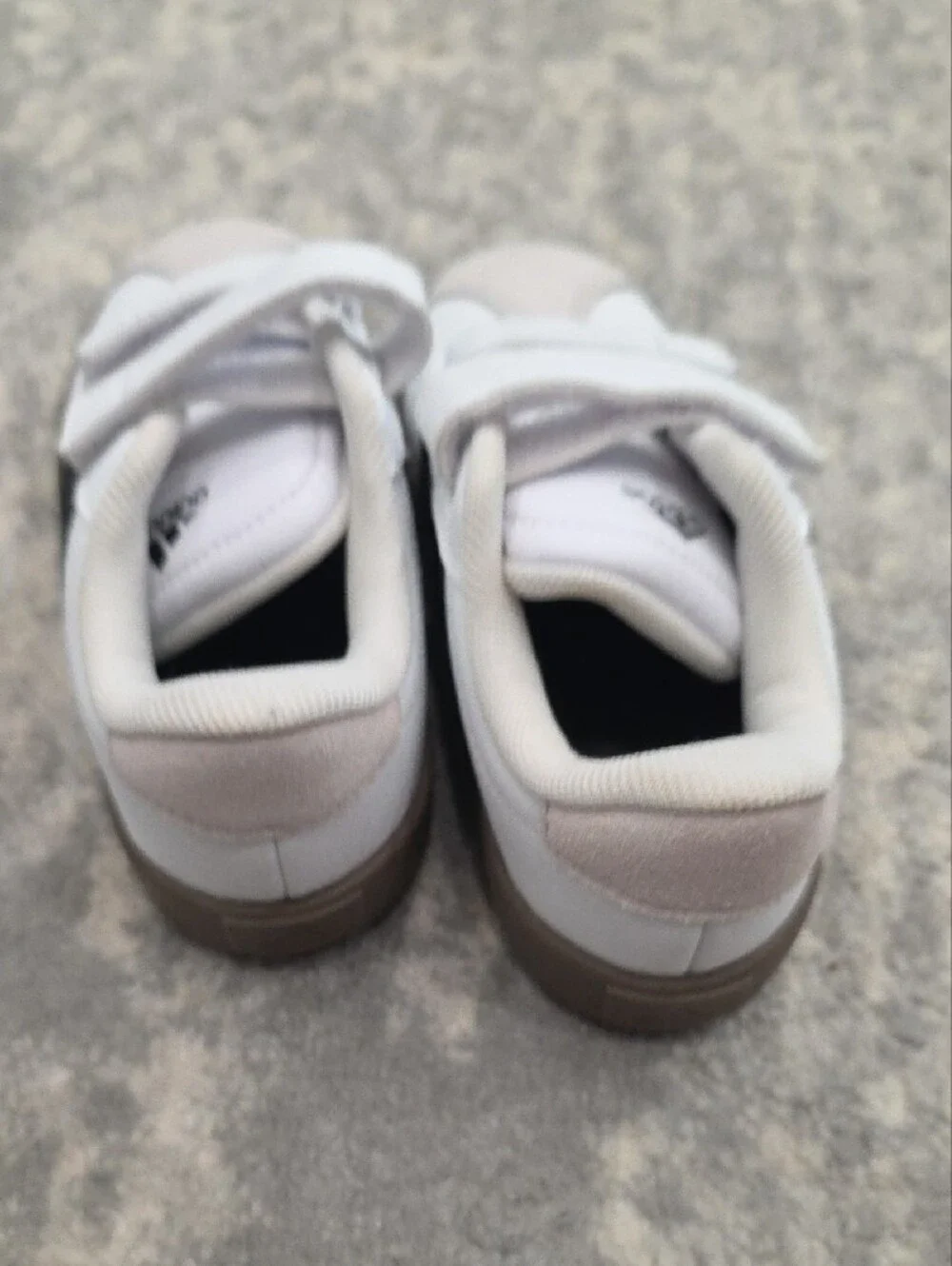 adidas Kids White and Black Velcro Sneakers with Gum Sole